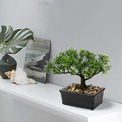 U/S Bonsai Tree, Fake Plants Ceramic Potted Tree Artificial Japanese Cedar Bonsai Tree Decoration for Home Desk Office Bathroom Kitchen Farmhouse Indoor/Outdoor (Bonsai Tree