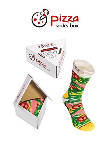 PIZZA SOCKS BOX Italian 1 pair Cotton Socks Made In Europe size Man Funny Gift!