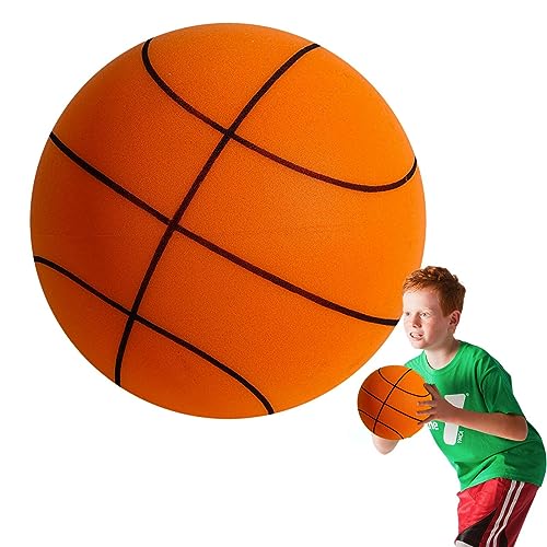 Silent Basketball Dribbling Indoor, Lightweight Uncoated High Density Foam Ball, 2023 Newest Foam Basketball Indoor Training Ball for Patios Playrooms Stadiums Yards