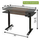 Electric Height Adjustable Standing Desk, Radlove 55'' x 24'' Stand Up Desk Workstation, Splice Board Home Office Computer Standing Table Height Adjustable Ergonomic Desk (Black Frame + 55" Brown Top)