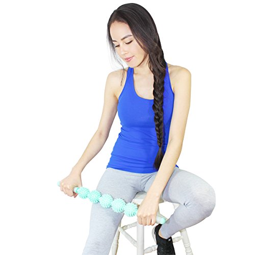 Coolife Fascia Release Cellulite Blasting Remover Muscle Roller Massage Stick, Deep Tissue Tight Fascia Massager Trigger Point Fat Blast Pain Relief Myofascial Release with 5 Balls for Men and Women