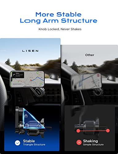 LISEN Fits MagSafe Car Mount for iPhone Magnetic Phone Holder [20 Magnets] Vent Accessories Cell 14 13 12 Pro Max Mini Plus Case, BLACK-20X Strong Magnets