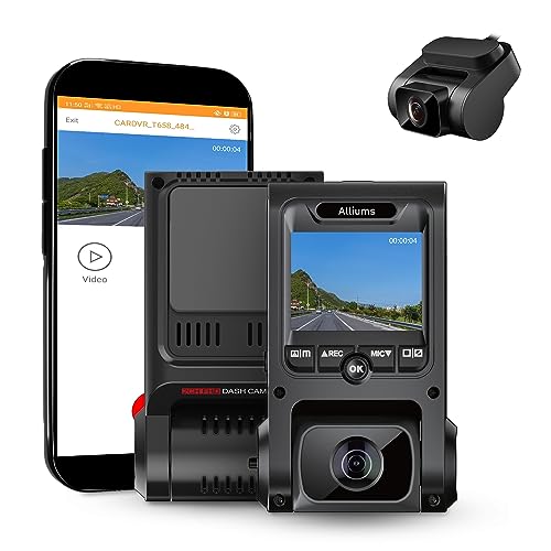 ALLIUMS 2.5K Dash Cam Duo: Front and Rear Dash Cameras with Wi-Fi & GPS, Dash Cam WDR, Dash Cam G-Sensor, Dash Cam Loop Recording, Dash Cam IR Night Vision, Supports 256GB Max