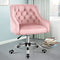 ALFORDSON Velvet Office Chair Swivel Fabric Armchair Computer Desk Chair Modern Home Office Chair Height Adjustable Mid-Back Task Chair for Kids Adult Study Work, Living Room, Bedroom (Pink)