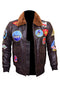 Classic-Top Gun-Bomber Jacket-Leather Jacket Men-G-1 Military-Flight Jacket-MA-1-Jackets For Men-Brown Leather Jacket (X-Large)