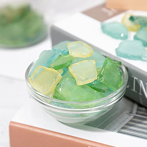 Sea Glass for Crafts Seaglass Pieces Decor Flat Frosted Sea Glass Vase Filler Crushed Sea Glass for Beach Wedding Party Decor Home Aquarium Decor DIY Art Craft Supplies(Green, Yellow, Blue,11 Oz)