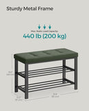 SONGMICS, Storage, Entryway Bench with Cushion, Shoe Shelf with Seat, Space-Saving, Modern Style, for Living Room, Bedroom, Hallway, Forest Green and Ink Black ULBS057C01