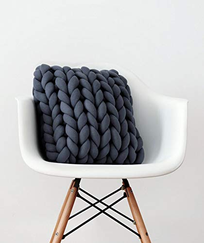 Chunky Yarn Chunky Merino Wool Yarn Super Soft Washable Super Bulky Giant Wool Yarn for Extreme Arm Knitting DIY Throw Sofa Bed Blanket Pillow Pet Bed and Bed Fence, Dark Grey, 1kg (2.2lbs)