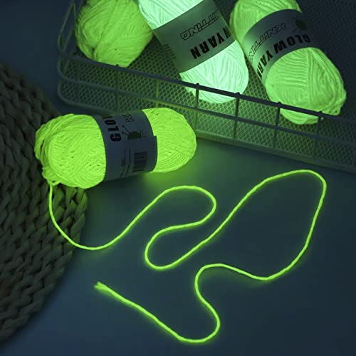 5 Rolls Glow in The Dark Yarn 58 Yard Luminous Yarn for Crocheting Soft Glow Crochet Yarn 5 Colors Glow Yarn Knitting Creative Luminous Knitting Yarn Fluorescent Yarn for DIY Arts Crafts Party