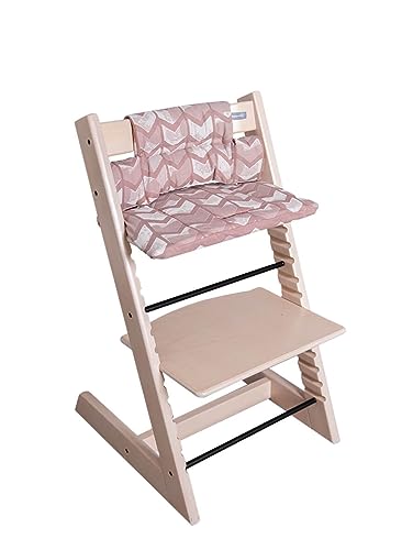 Hoppediz High Chair Seat Cushion Set Suitable for Stokke Tripp Trapp 2-Piece 100% Organic Cotton Amsterdam Rose Design