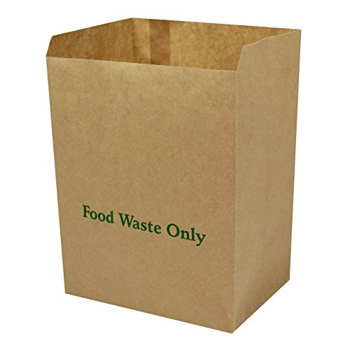 8 Litre x 50 Paper Compostable Bags Kitchen Caddy Liners - Food Waste Bin Liners - EcoSack 8L Biodegradable Bags with Composting Guide