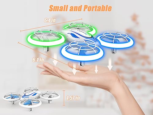 Heygelo S60 Drone for Kids, Mini Drone with LED Lights for Beginners, RC Quadcopter with Altitude Hold and Headless Mode, Full Propeller Protect, 3D Flips, 2 Batteries, Toys Gifts for Boys Girls