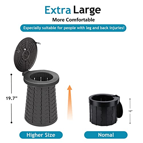 Warm Y 2022 XXL Retractable Portable Toilet Pro for Camping,Folding Adjustable Height Outdoor Travel Potty for Adult and Child,Hold Up to 660 Pounds Collapsible Stool…
