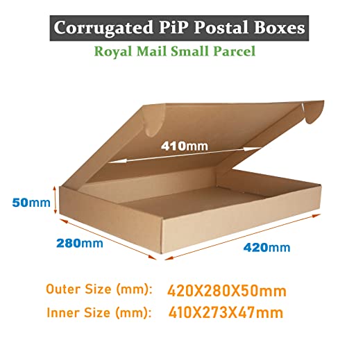 Corrugated Cardboard Shipping Boxes, 420x280x50mm Small Parcel Boxes, Packaging Mailing Boxes for Business, Posting, Small Packet Shipping, Storing or Gift(Pack of 5)