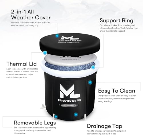 Muscle Locker Ice Bath Tub - Heavy Duty and Portable Ice Bath Outdoor for Cold Water Therapy and Recovery