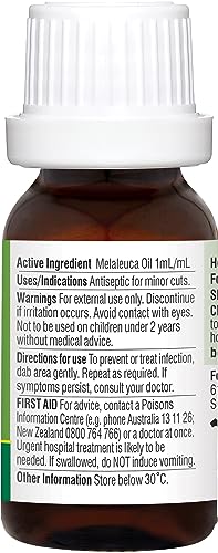 Bosisto's Tea Tree Oil 15mL | Essential Oils, Natural Melaleuca Oil, Natural Tea Tree Oil, Natural Antiseptic, Antibacterial, Deodoriser, Treats & Prevents Infections from Acne, Abrasions, Insect Bites, Foot Care, Gentle on Skin, Australian Owned