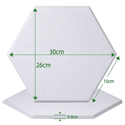 High Density Hexagon Self-adhesive Acoustic Foam Panels with adhesive backing, Professional Acoustic Absorption Panels, Acoustic Treatment, self-adhesive Sound Proof Panels 12 Pieces