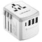 LENCENT Universal Travel Adapter, International Charger with 3 USB Ports and Type-C PD Fast Charging Adaptor for Mobile Phone, Tablet, Gopro. for 200 Countries Type A/C/G/I (USA, UK, EU AUS), White