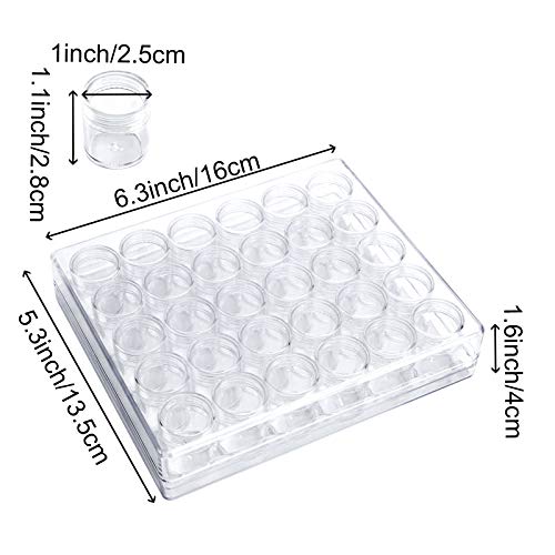 ZOENHOU 4 Pack 30 Grids Diamond Painting Storage Containers, Embroidery Diamond Storage Box Beads Organizer Case with Lid Clear Nail Art Accessories with 2 PCS Label Stickers for Jewelry DIY