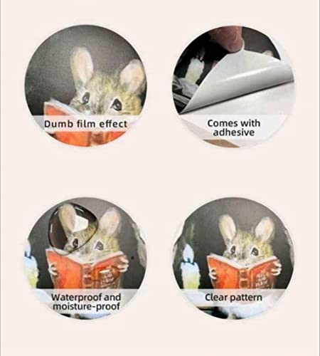 2 Stickers Mouse Reading Book in Wall 3D Sticker Decal Funny 2 Pack