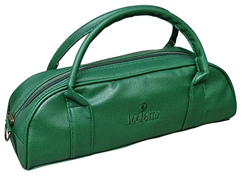 Acclaim Newport Rounded Style Mini Three Bowls Synthetic Grain Leather Look Lawn Green Bowling Bag with Dividers and Shoulder Strap (Green)