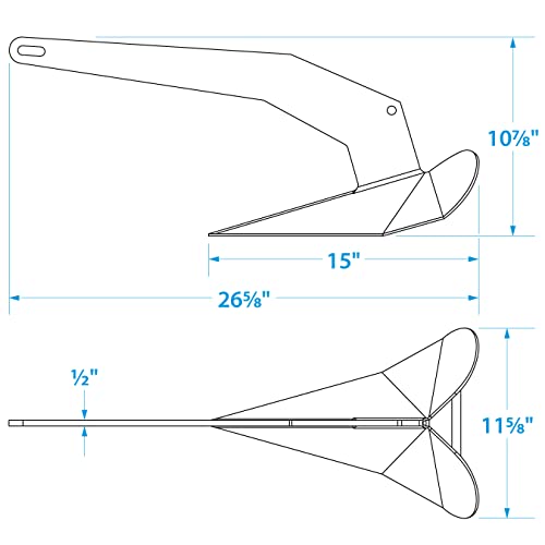 Seachoice 41550 Plow Anchor – Hot Dipped Galvanized Steel – for Boats 32 to 41 Feet – 22 Pounds