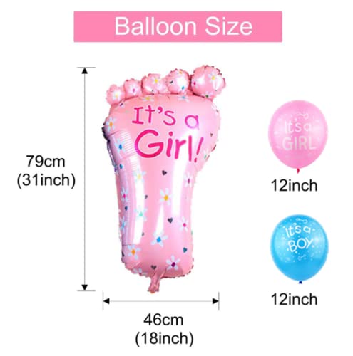 Uandhome 65pcs Balloon Set Gender Reveal Party Decoration Set "Boy or Girl" Foil Balloon Baby Party Supplies Decorations Kit