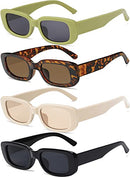 Tskestvy 4 Pieces Retro Sunglasses Vintage Sunglasses Small Square Rectangle 90s Glasses Trendy Y2K for Women Aesthetic, A, One size fits all