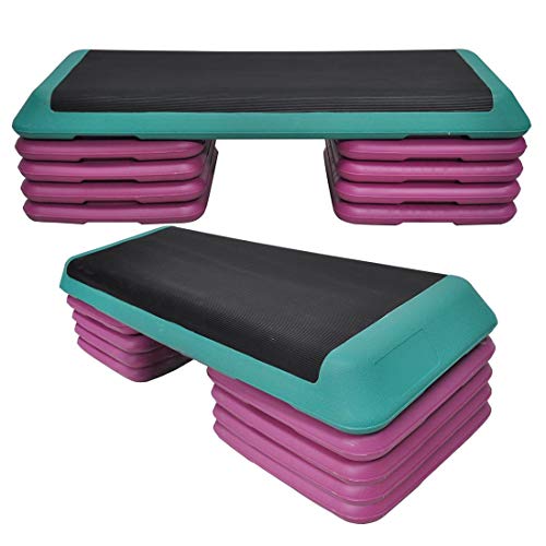 Aerobic Step - 110cm*40cm Cardio Exercise Stepper - 8 x Riser Block + 1 Green Stepper - $$$