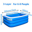 Children Kids Adult Inflatable Swimming Pool 3-Layer Family Above-Ground Pools (305x175x60cm)