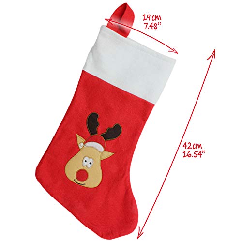 COM-FOUR® Set of 3 Premium Christmas Boots XL with Traditional Motifs - Santa Stocking for Filling - Christmas Socks for Hanging - 42 x 19 cm