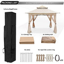 ABCCANOPY 13'x13' Gazebo Tent Outdoor Pop up Gazebo Canopy Shelter with Mosquito Netting (Khaki)