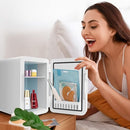 Cobuy Portable Personal Mini Fridge 5 Liter AC/DC Portable Beauty Fridge Thermoelectric Cooler and Warmer for Skincare, Bedroom and Travel, White w/Mirror Door, LED Design