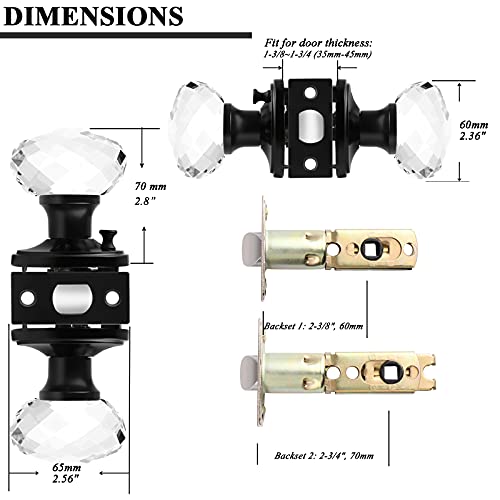10 Pack Orger Crystal Door Knobs Round Shiny Faceted Glass Privacy Door Knobs - Interior Door Handle Sets with Lock and Latch Perfect for Bathroom and Bedroom
