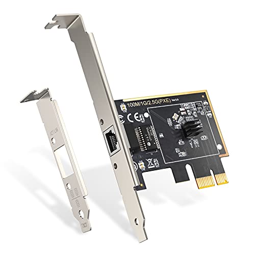 2.5 GBase-T PCIe Network Adapter, PCI Express Gigabit Ethernet 2500/1000/100 Mbps LAN Controller RJ45 Support Windows Server/Windows, Standard and Low End Included