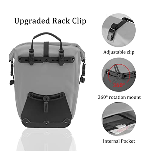 ROCKBROS Bike Panniers Waterproof Bike Rear Rack Bag Max 30L Large Capacity Bike Rear Panniers for Cycling Traveling Commuting