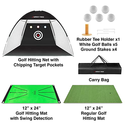 Golf Net, 10x7ft Golf Practice Net, Golf Nets for Backyard Driving with Target, 1 Golf Mat, 5 Golf Balls, 1 Golf Tees,1 Swing Mat, Carry Bag, Golf Hitting Training for Driving
