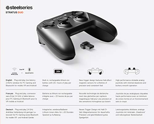 SteelSeries Stratus Duo Wireless Gaming Controller – Compatible with Android, Windows, VR, and Chromebooks – Dual-Wireless Connectivity – High-Performance Materials – Supports Fortnite Mobile