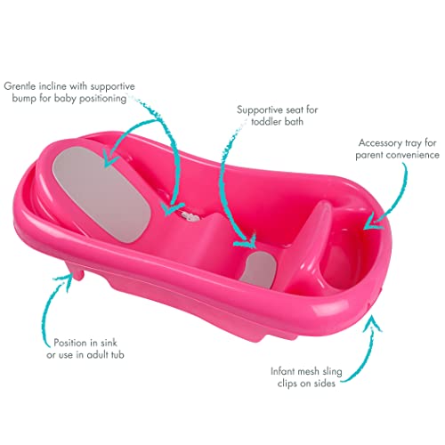 The First Years Newborn to Toddler Tub with Bath Sling, Pink
