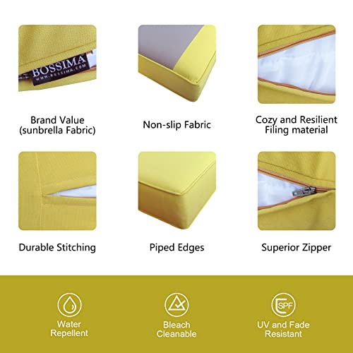 BOSSIMA Outdoor Patio Cushions Deep Seat Chair Cushions Sunbrella Furniture Cushions,Canvas-Celadon