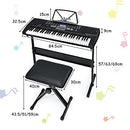 Costway 61-Key Electric Piano Keyboard, Portable Musical Instrument w/Microphone Headphone, Adjustable Stand, Foldable Stool, LCD Screen, Dual Power Supply, Perfect for Beginners (Type 2)