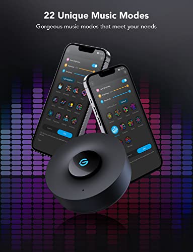 Govee Music Sync Box, Bluetooth Group Control 7 Devices, 22 Dynamic Music Modes, Battery Powered, USB Charged, Supports All Govee Smart Color Light Products