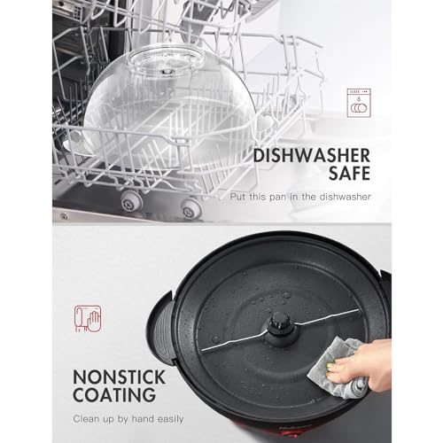 Popcorn Machine, 2 in 1 Popcorn Popper maker, 6 Quart/24 Cup, Nonstick Plate, 850W Electric Stirring with Quick-Heat Technology, Cool Touch Handles, Thicken Transparent Cover, Dishwasher Safe