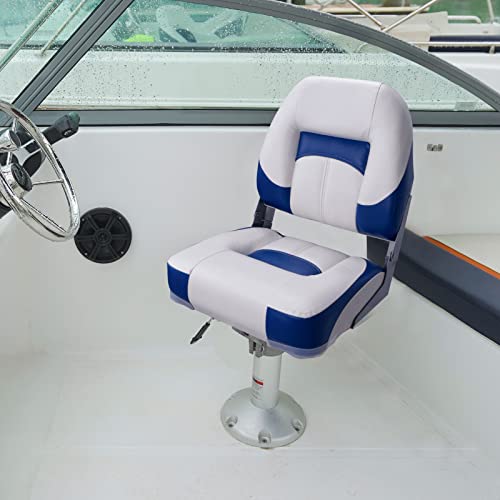 ErgoSeat Two Tone Low Back Folding Boat Seat,White/Blue,2pcs/pack