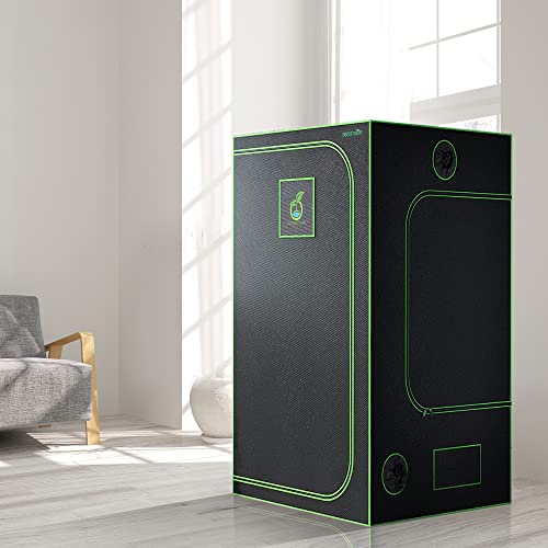 SereneLife Medium Hydroponic Grow Tent Garden-36'' x 36'' x 72'' Indoor Plant Growing System w/Durable Reflective 600D Mylar,Observation Window-Includes Removable Floor Tray,Pole Shelf