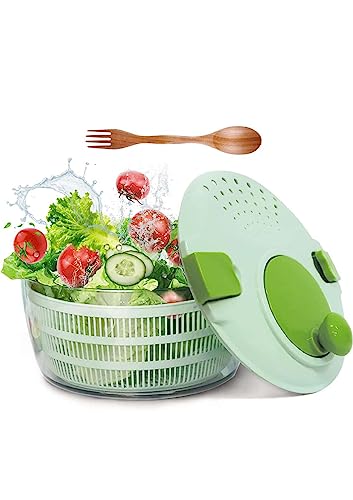 Stores Gear-Salad Spinner & Free 2 in 1 Salad Spoon/Fork,Vegetable Washer with Compact Bowl & Collander,Lettuce Dryer,Easy to Clean, Wash, Dry Vegetables, Fruits, Lettuce, Greens Salad Bowl with Lid