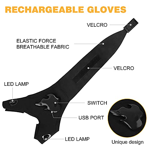 LED Flashlight Gloves,Rechargeable Hands Free Light Gloves, Gifts for Men， Cool Gadgets Tools for Outdoor Camping Fishing, Birthday Christmas Gift Idea for Men Women Who Has Everything, 1 Pair