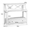 Giantex 3-Tier Console Table Display Stand, Storage Rack Shelf w/Large Capacity Drawer & Wide Open Shelf, Accent Table w/X-Design Back, Modern Hallway Table for Living Room Bedroom Entryway (White)