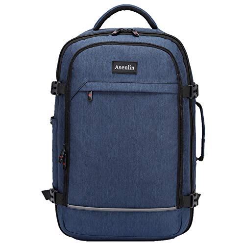 Asenlin 40L Travel Backpack ，17 Inch Laptop Backpack Flight Approved Luggage Carry On Water Resistant Computer Backpack for Weekender Overnight Large Daypack Blue