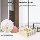 Livabber Flat Napkin Holder with Marble Base, All Metal Kitchen Napkin Holder with Weighted Tension Arm Rustic Tissue Paper Dispenser for Countertop, Table Kitchen, Dining Room (Gold)